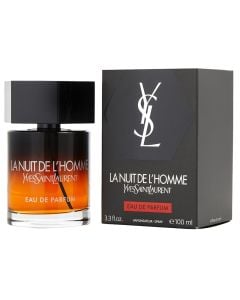Eau de parfum (EDP) for men, La Nuit de l'Homme, Yves Saint Laurent, glass, 100 ml, black and orange, 1 piece