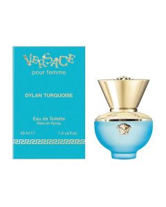 Eau de toilette (EDT) for women, Dylan Turquoise, Versace, glass, 30 ml, turquoise and gold, 1 piece