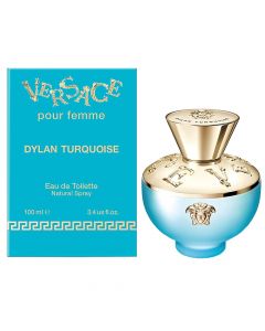 Eau de toilette (EDT) for women, Dylan Turquoise, Versace, glass, 100 ml, turquoise and gold, 1 piece