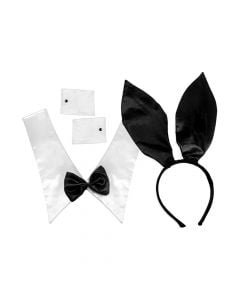 Set bunny, textil, white-black, 2 pieces