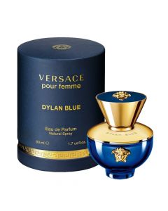 Parfum për femra, Dylan Blue, Versace, EDP, qelq, 50 ml, blu dhe gold, 1 copë