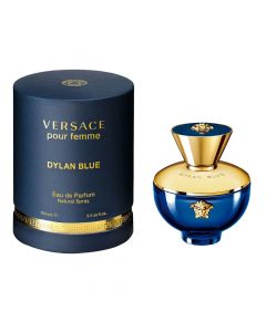 Eau de parfum (EDP) for women, Dylan Blue, Versace, glass, 100 ml, blue and gold, 1 piece