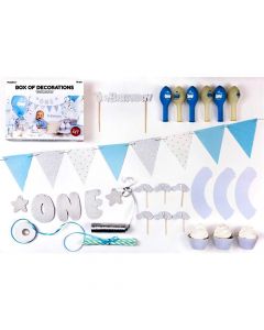 Party decoration set, "1st Birthday", plastic, for boys