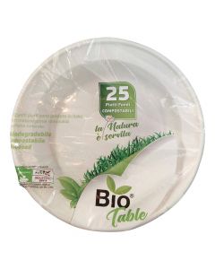 Set me 25 pjata të thella njëpërdorimshe, Bio Table, biopolimer, 22 cm, e bardhë, 1 copë