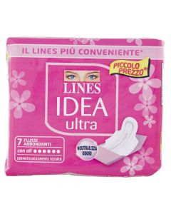 Sanitary napkins, for longer protection, pink, Lines Idea Ultra, 7 pieces, 1 pack