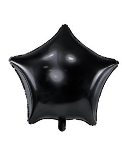Ballons, "Star", for party, metallic, 48 cm, black, 1 piece