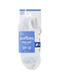 Men's Mini socks, Pompea, cotton, 43-46, L, white, 3 pairs