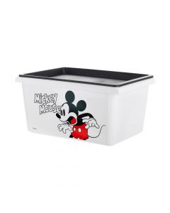 Storage box with lid, Mickey Mouse, Miniso, polypropylene, 27x18.5x14 cm, gray, 1 piece