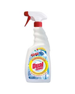 Detergjent spray kundër mbetjeve gëlqerore, Dual Power, plastikë, 500 ml, e bardhë dhe blu, 1 copë