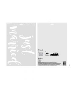 Stiker, "Just married", për dekorim makinash, 33x45 cm, bardhë