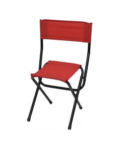 Folding camping stool with backrest, aluminum and textile, 35x35x105 cm, red, 1 piece