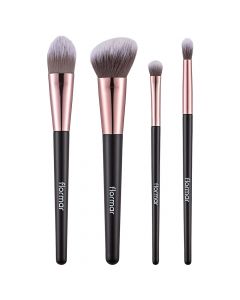 Set me 4 furça makeup-i profesionale, Flormar, plastikë dhe najlon, 17 cm, e zezë dhe rozë, 1 copë
