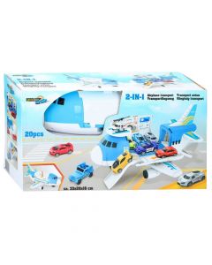Set aeroplan dhe makina lodër për fëmijë, polipropilen, 33.5x28x16.8 cm, e kaltër, 1 copë