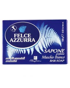 Perfumed solid soap, White Musk, Felce Azzurra, paper, 100 g, blue, 1 piece