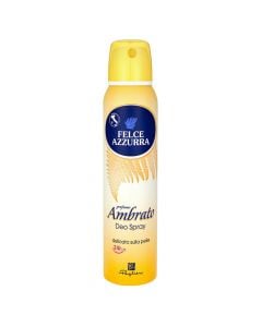 Body spray deodorant, Amber, Felce Azzurra, aluminum, 150 ml, yellow, 1 piece