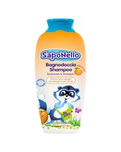 Shampo për fëmijë, për flokët dhe trupin, SapoNello, plastikë, 400 ml, portokalli, 1 copë