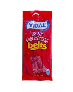 Gummy candies, Sour Strawberry Belts, Vidal, plastic, 100 g, red, 1 piece