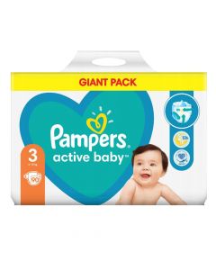 Panolina për bebe, nr. 3, Active Baby, Pampers, 6-10 kg, 90 copë