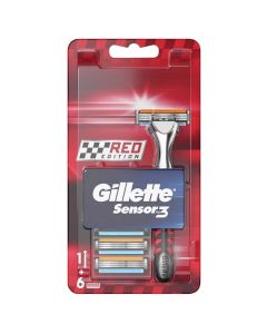 Gillette Sensor3 Shaver Red Edition + 6 Rroje Zëvendësuese