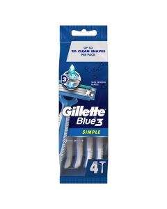 Brisqe për meshkuj Gillette blu 3 të thjeshta për meshkuj, 4 copë