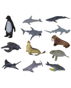 Set of animal toy figures for children, Sea Animals, polyvinyl, 12.7x10x3.8 cm, assorted, 6 pieces