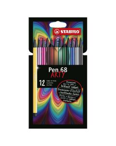 Markera me ngjyra, Pen 68, Arty, Stabilo, plastikë, 21x11x1 cm, mikse, 12 copë