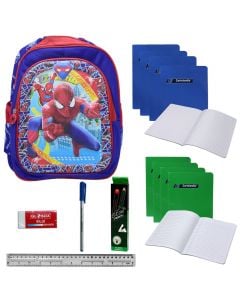 Spiderman school bag set for boys, plastic and textile, 53x40 cm, assorted, 1 piece