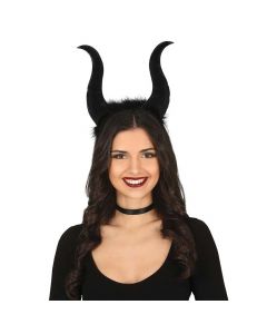 Headband, Demon, for Halloween, plastic and nylon, 29 cm, black, 1 piece