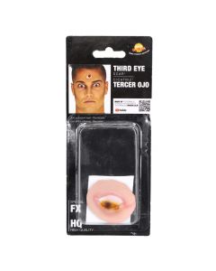 Halloween makeup accessory, Third Eye Cyclops Zombie, PVC, 3 cm, white and red, 1 piece