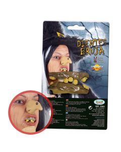 Halloween witch's teeth, PVC, 10 cm, yellow, 1 piece