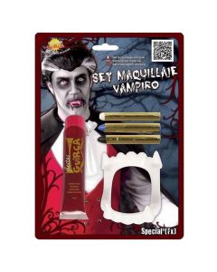 Vampire makeup set, Dracula, plastic, 15 cm, red, 1 piece