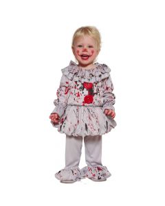 Pennywise Horror Clown Halloween Costume for Kids, polyester, 92 cm, gray and red, 1 piece