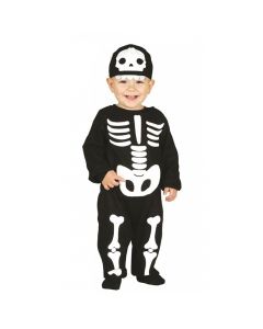 Cute Skeleton Halloween costume for kids, polyester, 92 cm, black and white, 1 piece