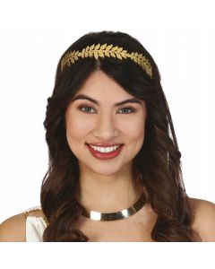 Roman tiara with golden leaves, plastic, universal, gold, 1 piece