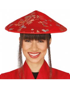 Chinese women's hat, polyester, universal, red, 1 piece