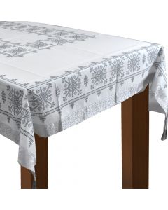 Mbulesë tavoline, pambuk, 160x220 cm, gri dhe e bardhë, 1 copë