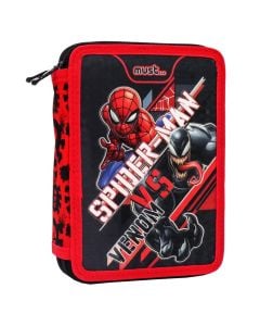 Pencil case and office accessories set, Spiderman, Must, textile, 15x21x5 cm, red, 1 piece