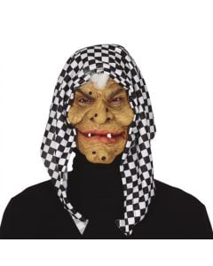 Maskë shtrige me shami, lateks, tekstil, bardhë e zi, 1 copë