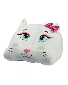 Book and tablet holder, cat, plush, 30x20x20 cm, white, 1 piece
