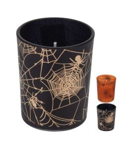 Qirinj dekorues për halloween, në gotë,7 cm, e zezë/portokalli, 1 copë