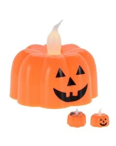 Qirinj dekorues për halloween, plastike, kungull, 4 cm, me bateri, portokalli, 1 copë