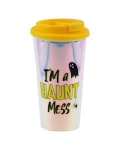 Glass with Halloween decor, plastic, 450 ml, glass, 1 piece