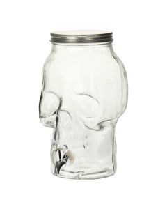 Jar with faucet, halloween, skull shape, glass, 1 lt, 1 piece