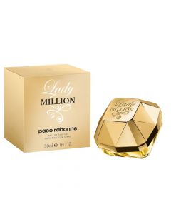 Eau de parfume (EDP) per femra, Paco Rabanne, Lady Million, edp 30 ml, qelq dhe metal, floriri 1 copë