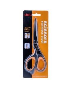 Scissors, Expert, Deli, stainless steel, plastic and rubber, 16.5x6.3x1 cm, black, yellow and gray, 1 piece
