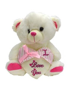 Teddy bear, white, with heart, Love you, 1 piece
