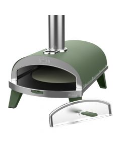 Pizza oven, Ziipa, with pellets, 40x76x73cm, steel and refractory stone, green, 1 piece