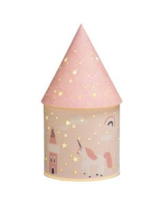 Llampë dekoruese për fëmijë, polipropilen, kështjellë, 5 Led, 11.5x21.5 cm, rozë, 1 copë