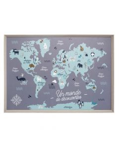 Decorative board for children's room, world map, 50x70 cm, mixed, 1 piece