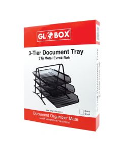 Mbajtëse dokumentash, Globox, metalike, e zezë, 3 kate, 1 copë